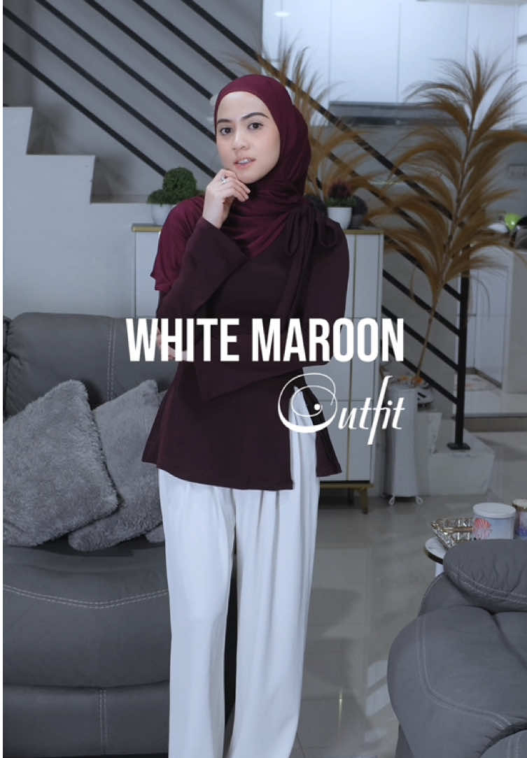 White & maroon, the perfect combo for a classy yet chic look 👌 #ootdhijab 