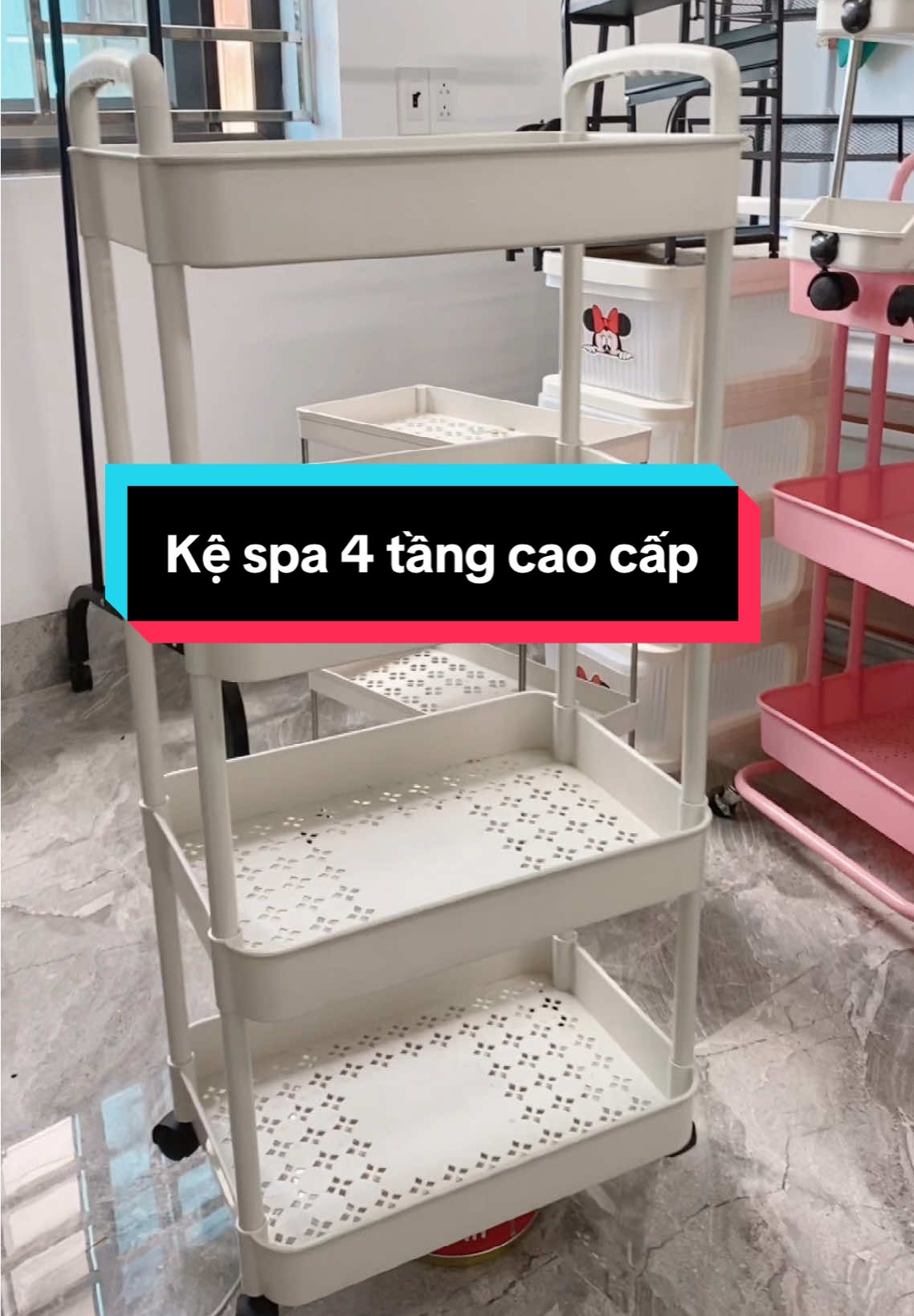 Kệ nhựa spa 4 tầng cao cấp#shopMeZin #kedanang #ke4tang #kecobanhxe #kespa 