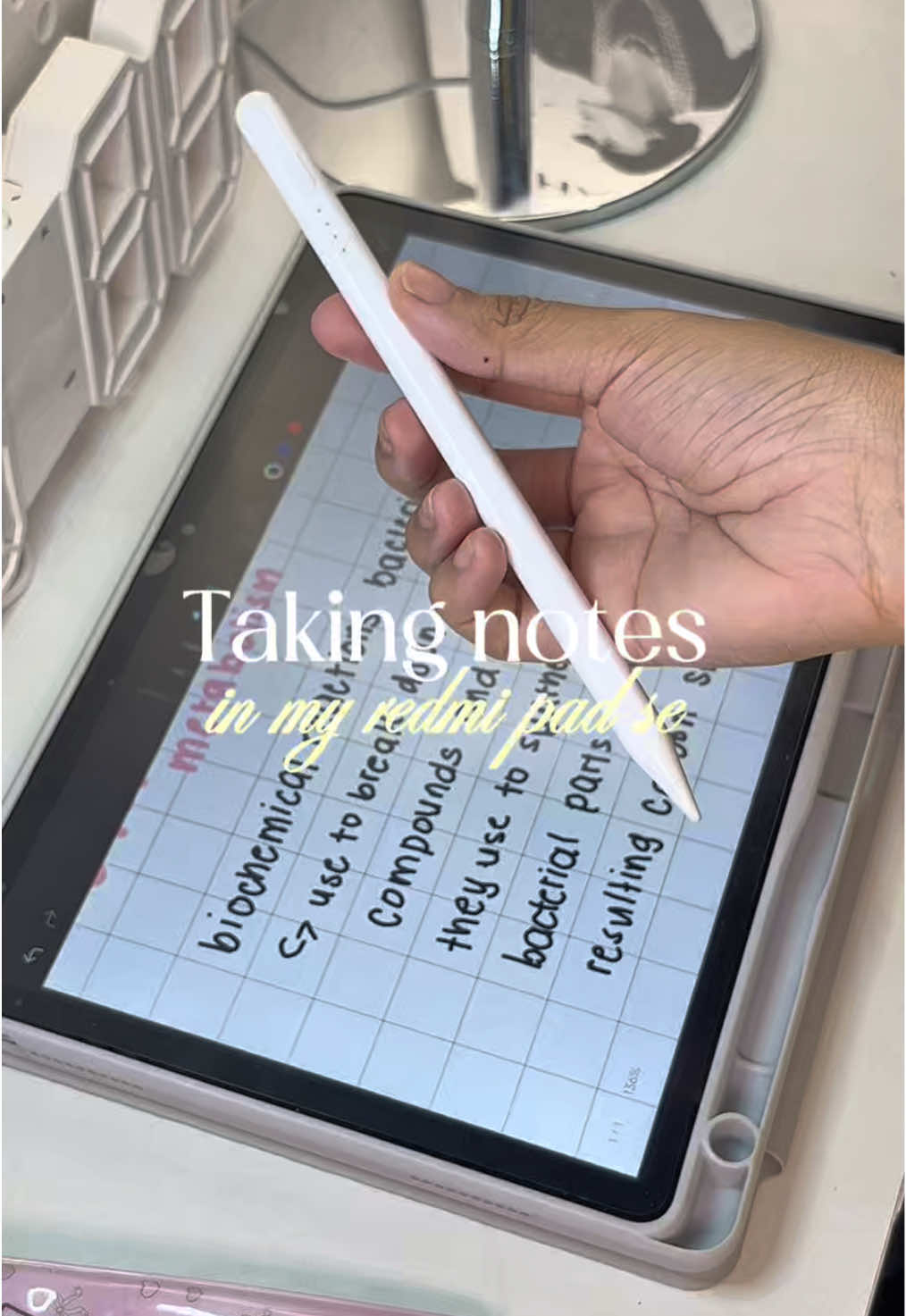 Taking notes in my redmi pad se (no palm rejection tablet) with my tiktok shop stylus! #redmipadse #notetaking #universalstyluspen #fyp #foryou 