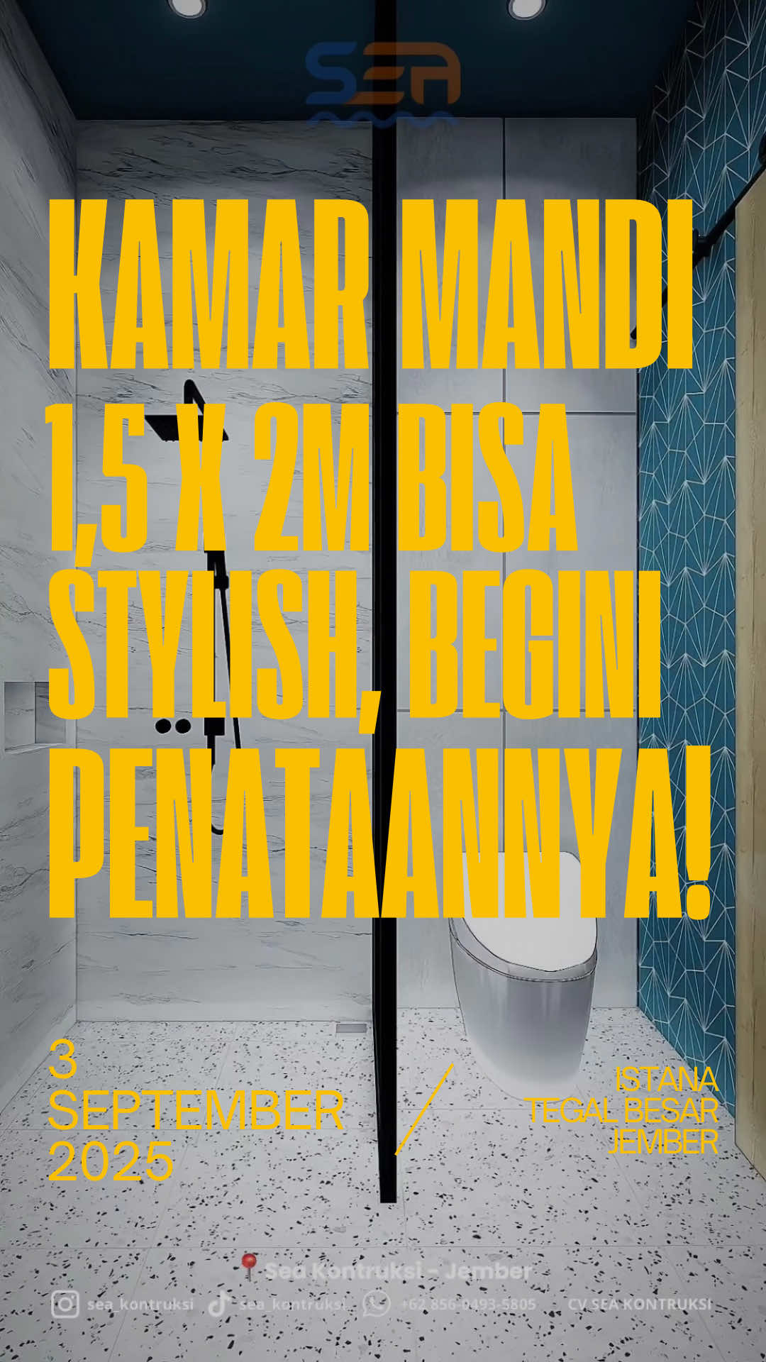 kamar mandi ukuran 1,5 x 2 meter tetap bisa kelihatan stylish dan nyaman loh Kuncinya ada di penataan yang tepat, dari pemilihan warna sampai material Mau kamar mandi sesuai karakter kamu dan pastinya tetap fungsional? Yuk konsultasikan sekarang juga bersama kami Konsultasi gratis 📞0856-0493-5805 📍 Jember #kamarmandi #kamarmandiminimalis #kamarmandiaesthetic #jasabangunrumah #jasadesainrumah 