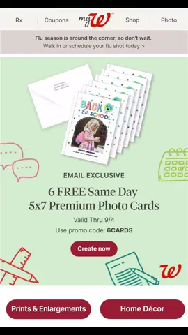 Walgreens FREE photo cards! Valid from 9/2 - 9/4. #walgreens #fyp #freebies #photo #foryou 