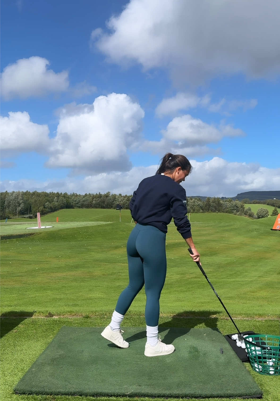 Trying to keep my back to the target for longer to allow my hands to drop on the inside more #golf #golfgirl #golfpractice 