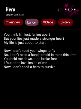 Cash Cash - Hero🥀 #lyric #lyrics_songs #lyricsvideo #lirik #liriklagu #fyp #foryou #viralmusic 