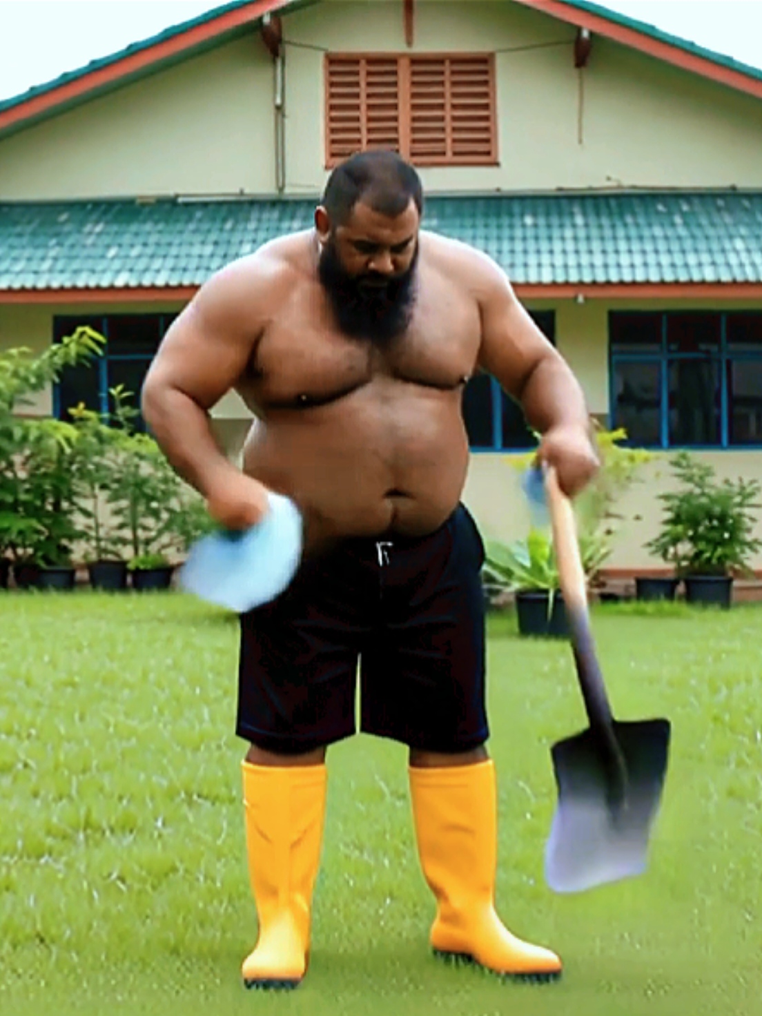 Tukang kebun sekolah. 🐻 #pixverseai #musclebear 