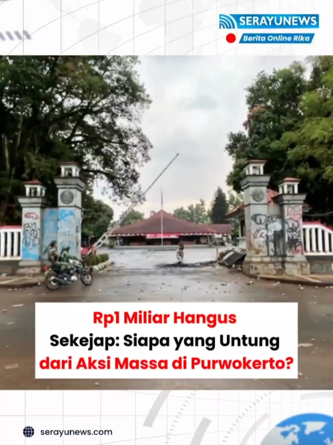 Purwokerto Ricuh! Kerusuhan di Alun-alun bikin kerugian tembus Rp821 juta Fasilitas umum hancur, pagar besi sampai hilang! Siapa yang harus tanggung jawab atas kerusakan ini? Drop opini kamu di kolom komentar! Reporter: Amin Wahyudi #banyumas #demo #mahasiswa #purwokerto #jawatengah