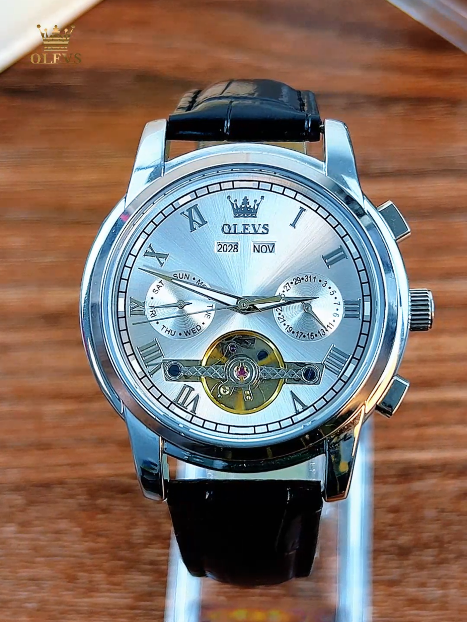 【NEW】Đồng Hồ Cơ Nam Chính Hãng Cao Cấp 2025 OLEVS 6607 Dây da thoáng khí chống hôi ẩm Chống Nước Phát Sáng Dạ Quang Đẳng Cấp Thời Trang Cho Quý Ông Size 41MM  #olevswatch #donghonam #donghochinhhang #olevs #donghodep