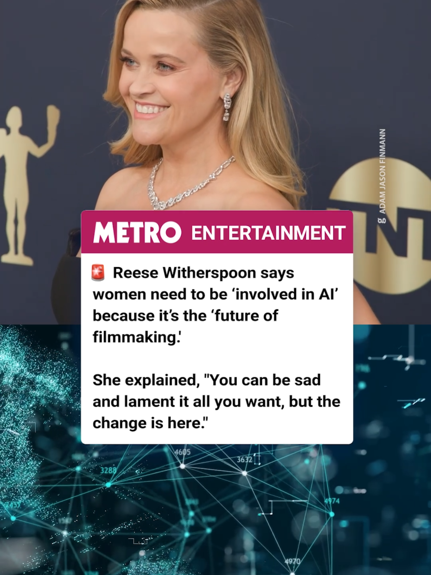 Do you agree? 👀 In an interview with @glamourmag,@reesewitherspoon opened up about how she is welcoming the AI revolution in Hollywood and calling on the industry to make sure women are involved in the change and she believes 