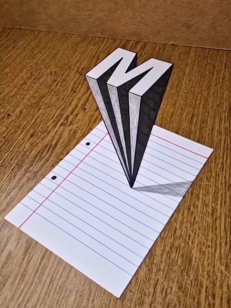 How To Draw 3D Letter (M) Real Optical Illusion 😲🔥 #3dfigure #opticalillusion #realillusion #3dart #artwork #fyp #foryou #m #3ddrawing #dibujos #bestvideo #amazing #cool #viral #tik_tok #tiktok_usa🇺🇸🇺🇸 #fyp_viral_tiktok #howtodraw #howtodo #draw #omg #treanding #tik_tok #letter #3d #3dletter 