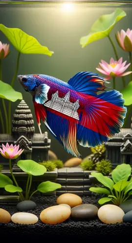 betta fish inspired by the Cambodian national flag #CambodiaBetta #AngkorSpirit #BettaFishArt #RealisticBetta #CambodianHeritage 