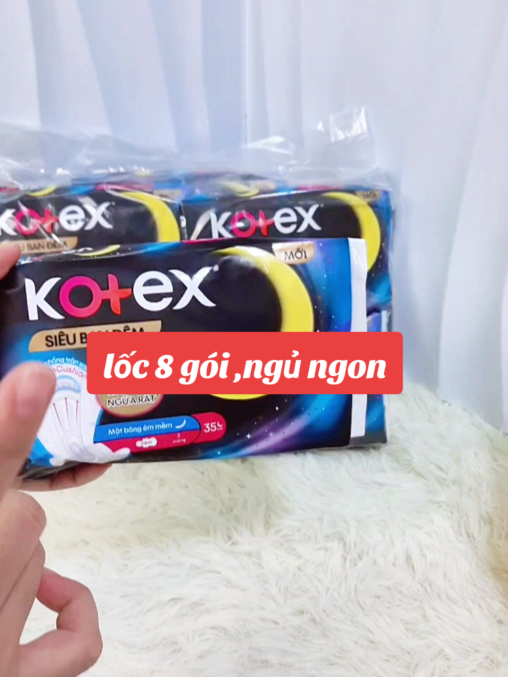 lốc 8 gói bảo vệ ban đêm ,hút nhanh, chống tràn, thoáng mát ,dài 35cm ,ngủ ngon đến sáng #thuhimetho #bangvesinh #kotex #kotexbandem #bvs 