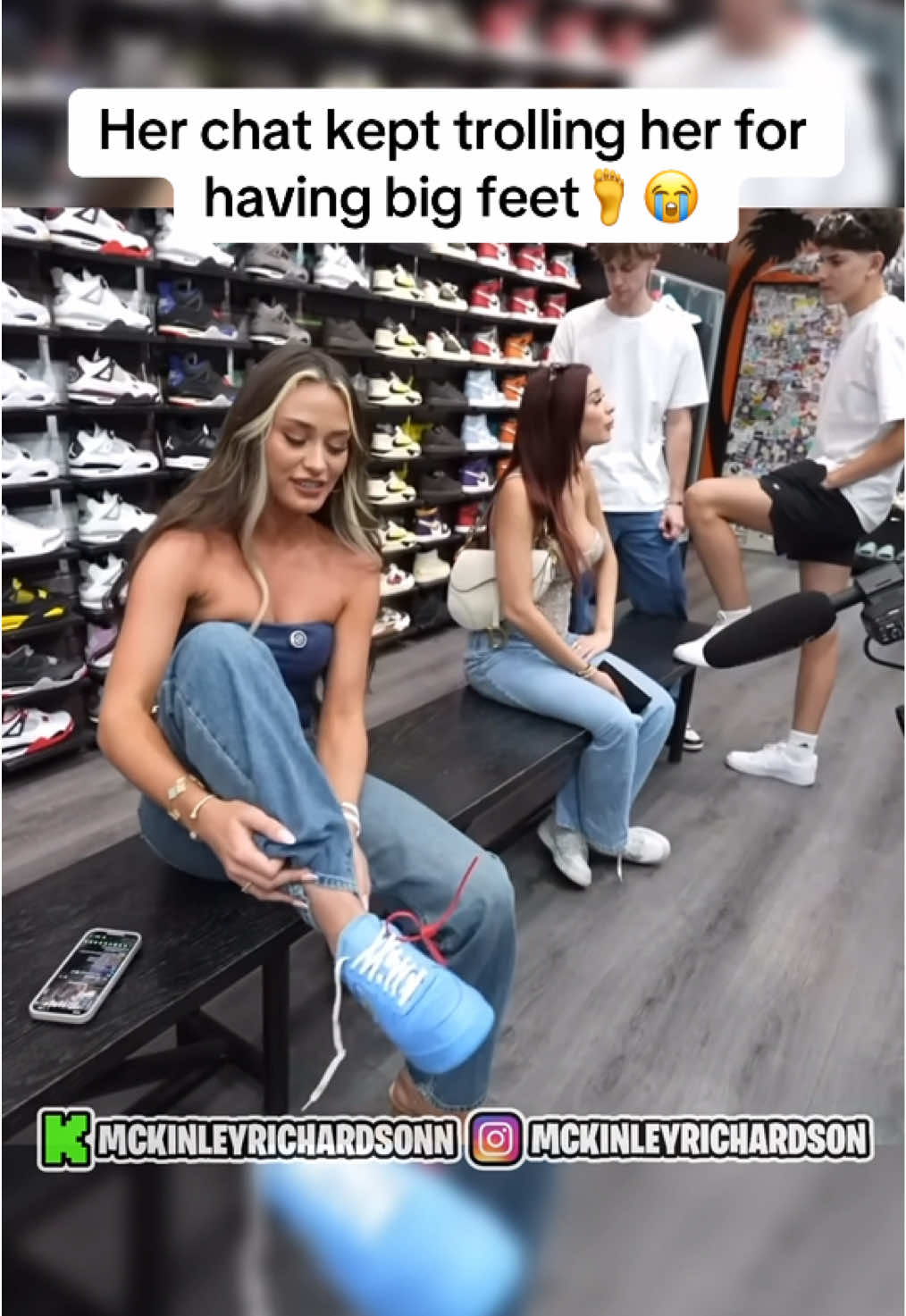 Her chat kept trolling her for having big feet🦶😭 #clips #stream #mckinleyrichardson #bophouse #foryou