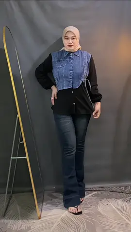 Warna item nya cakep#kemejajeans#kemejarayon #kemejaoversize 