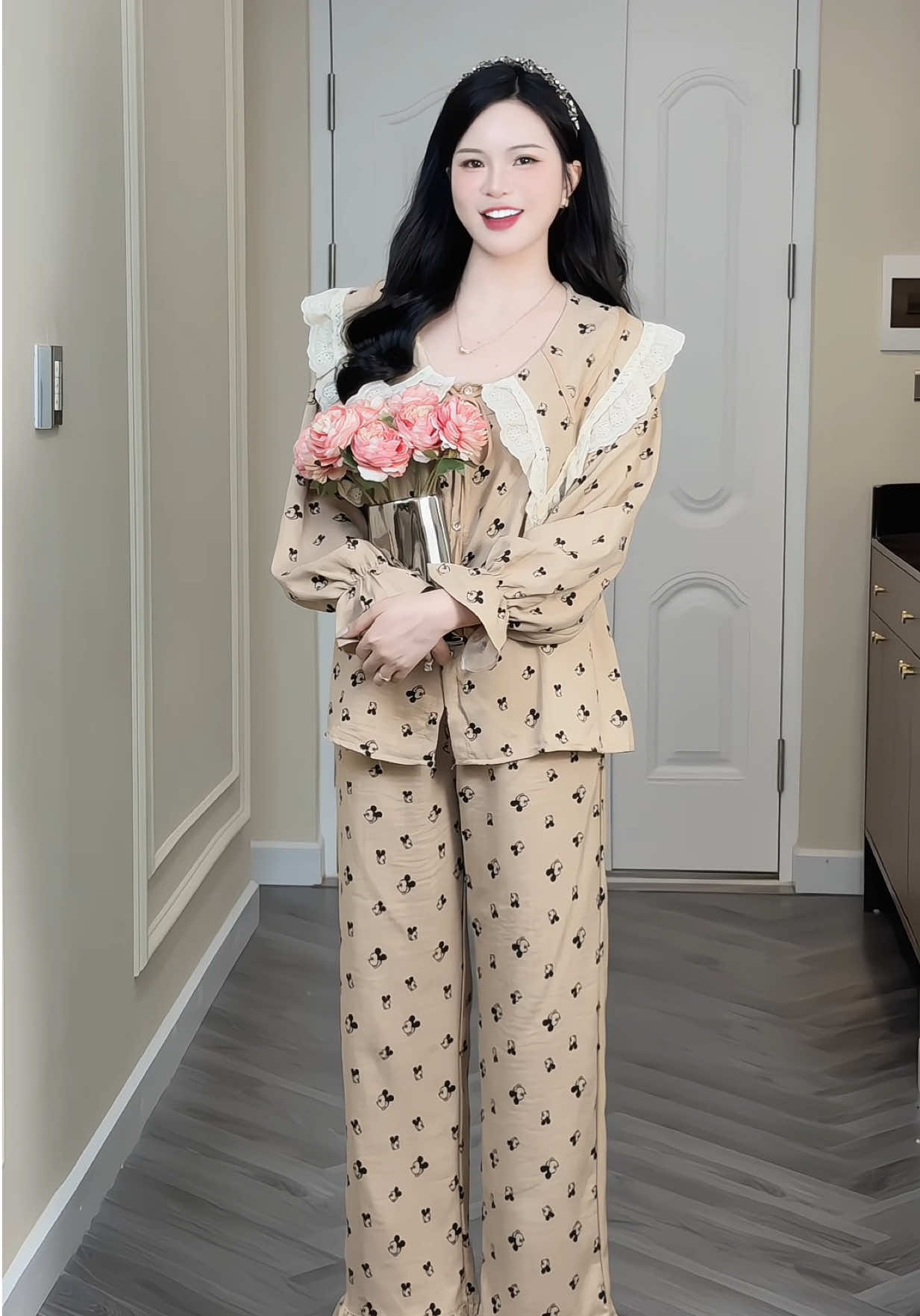 Sammy Bộ Mặc Nhà Cổ Sen Ren vạt nhọn #champhanreview #pijama 