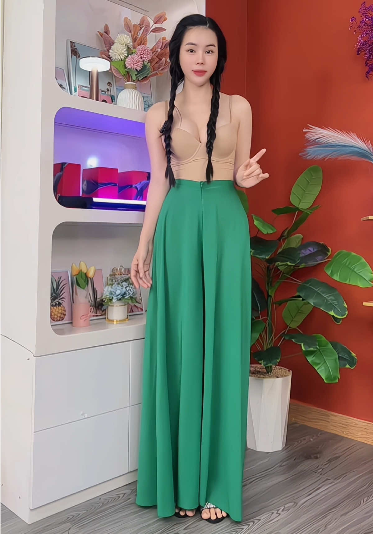 Quần váy lụa ống rộng 90cm#xuhuong #thoitrangnu #áo #vayxinh 