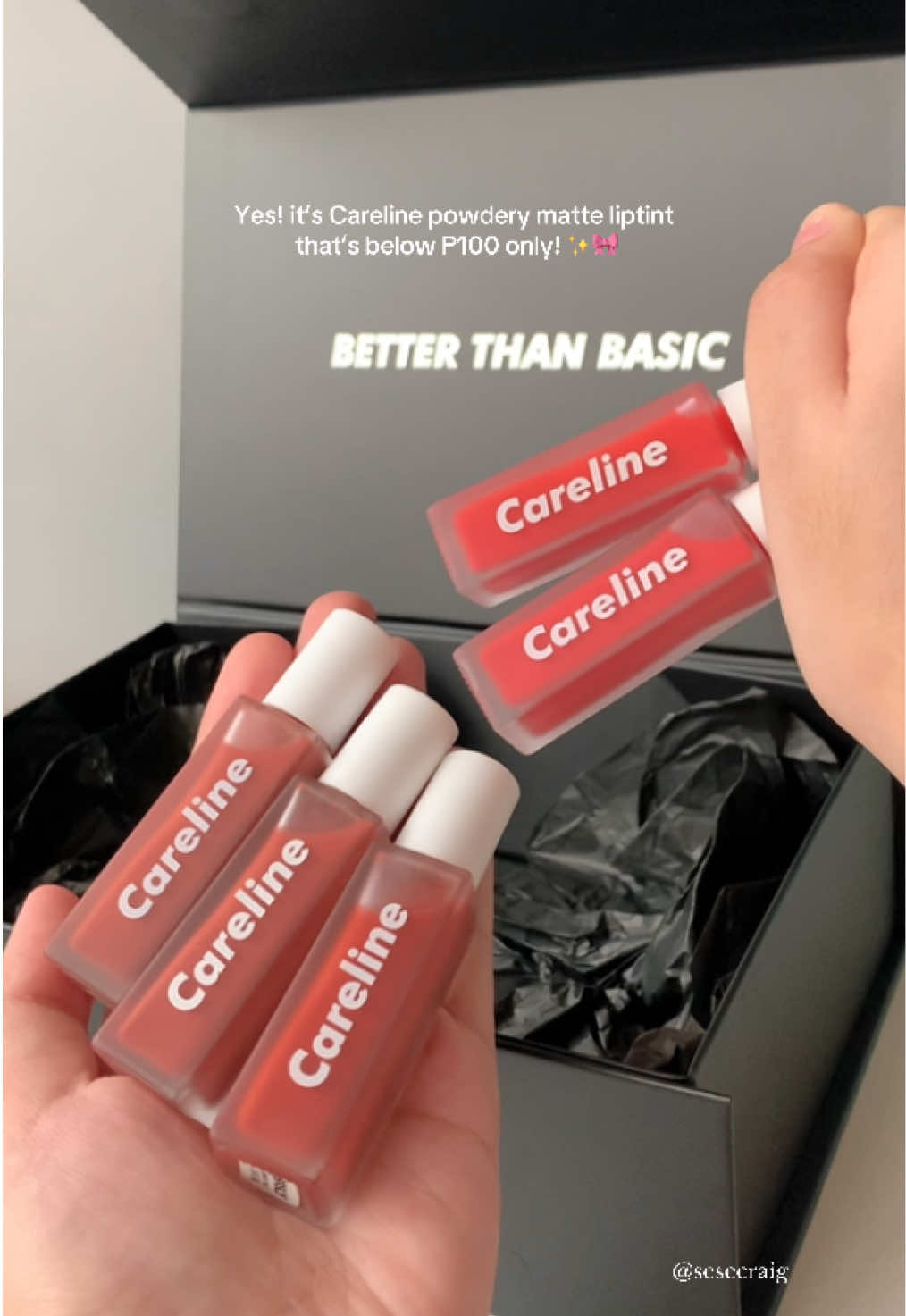 Liptint with a twist for students! 💗🎀 powdery matte finish kaya ang blurring sa lips ✨ #powderymatteliptint #carelinepowdermatteliptint #liptint #foryou #fyp 