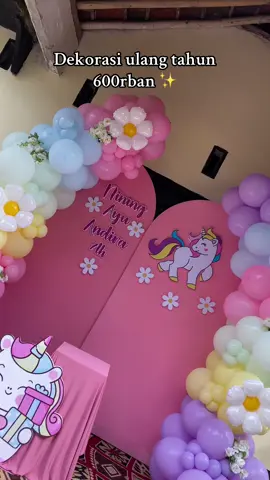 Simple tapi cantik 😍 #dekorasiulangtahunlombok #dekorasiulangtahunanakperempuan #dekorasiulangtahuntemaUnicorn #lomboktiktok #fyp 