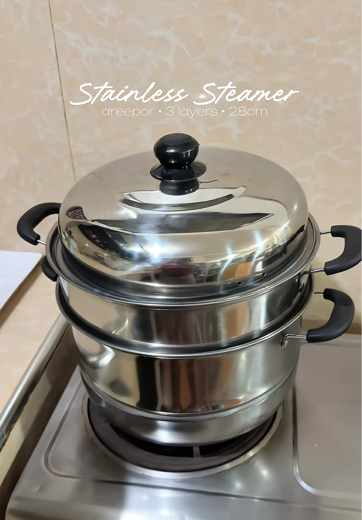Dreepor Stainless Steel Steamer 28cm — 3 layers #steamer #stainlesssteamer #steamerpangnegosyo #putosteamer #steamer3layers 