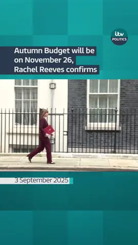 Rachel Reeves has announced she will present her Autumn Budget on Wednesday, November 26 #itvnews 