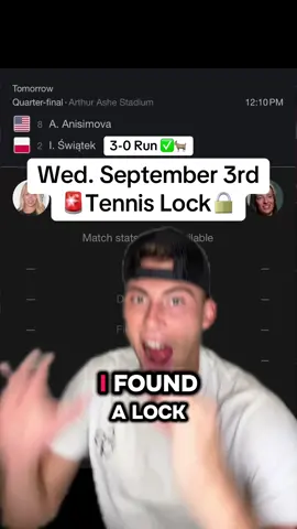 Wednesday Tennis Lock 🎾 #tennis #tennispicks #USOpen #UsOpenPicks #Swiatek  US Open Picks Today  Wednesday Tennis Picks 