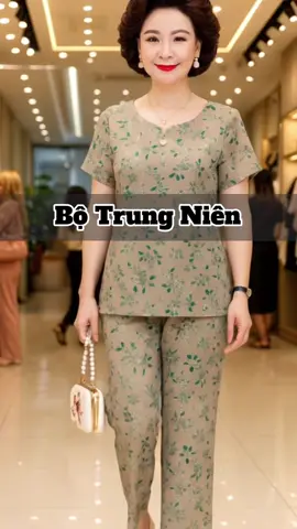 Bộ đồ trung niên lụa mát họa tiết hoa đẹp #botrungnien #aotrungnien #thoitrangnu #tiktokshop #fyp