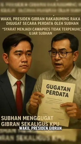 💥 Wapres Gibran Digugat Rp125 Triliun! 💥 Wakil Presiden Gibran Rakabuming Raka digugat seorang warga bernama Subhan di PN Jakarta Pusat. Gugatan menyebut Gibran tidak memenuhi syarat pendidikan calon wapres, dan meminta ganti rugi fantastis sebesar Rp125 triliun ke rakyat Indonesia. Sidang perdana dijadwalkan 8 September 2025. #Gibran #BeritaTerkini #Nasional #BreakingNews #PolitikIndonesia 