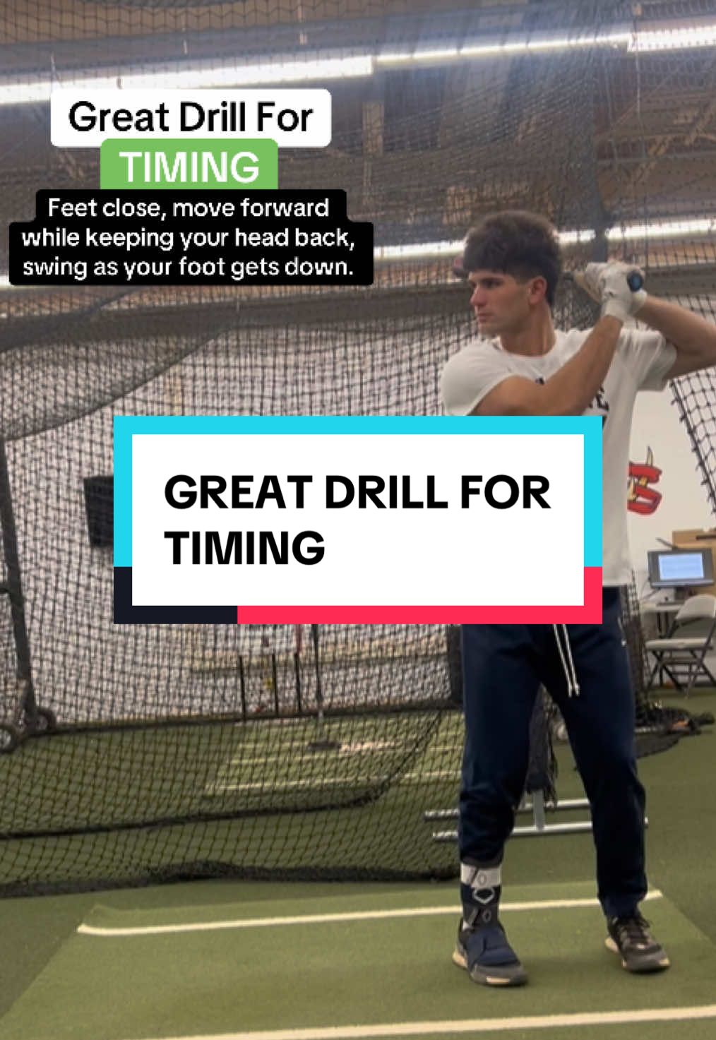 Loved this drill for timing. Can be off machine, flips, or bp. A huge forward move but staying controlled and delivering the bat to the ball. Try this out if you’re having trouble with your timing! #fyp #baseball #hitting #d1 #acc 