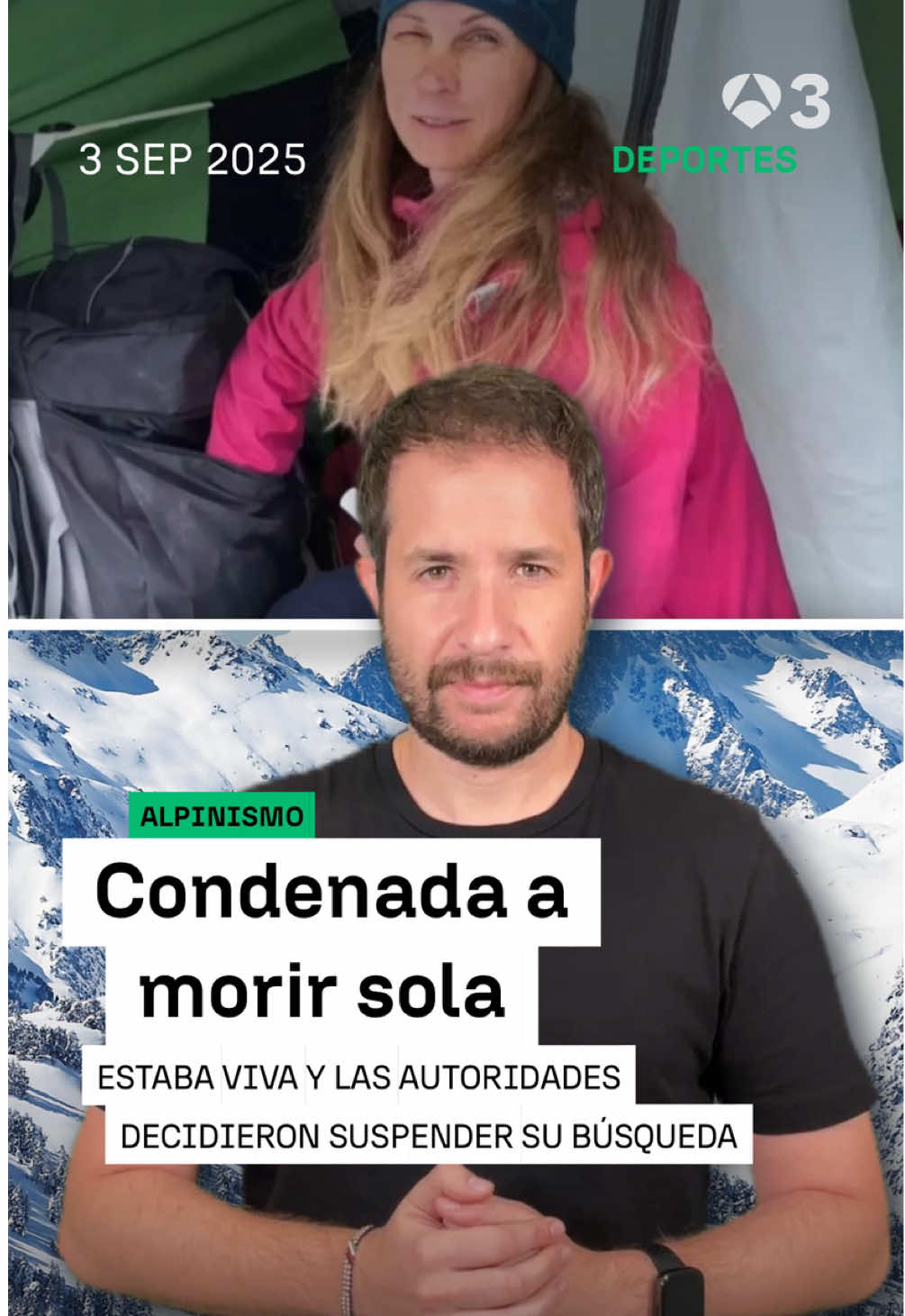 🏔️ Abandonada en el Pico Pobeda en Kirguistán  🧗‍♀️ La alpinista rusa Natalia Nagovitsyna se rompió una pierna y tuvo que ser abandonada por sus compañeros  🗣️ Luis Fran Castillo   📲 Consulta toda la #actualidad deportiva en antena3noticias.com/deportes #Noticias #News #Deportes #Antena3Noticias #NoticiasTikTok 