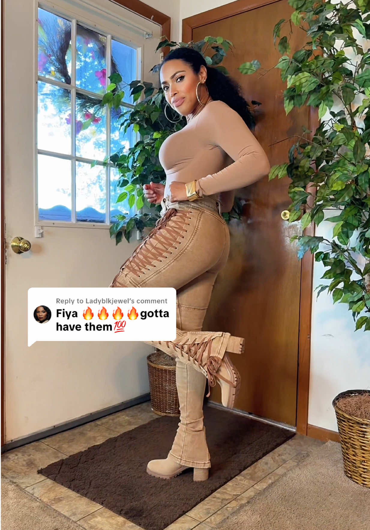 Replying to @Ladyblkjewel yes, they are so cute and unique 🤎 Hurry get your before they sell out again‼️  #laceuppants #pants #jeans #fashionnova #tiktokshopbacktoschool