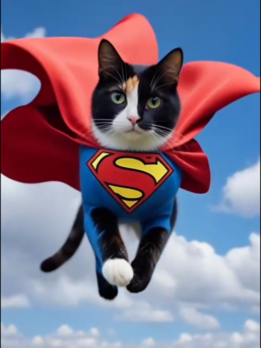 My Cat As Super Hero, AI Cat Transformation into Super Hero #CapCut #Cat #superman #catfilter #cattransformation 