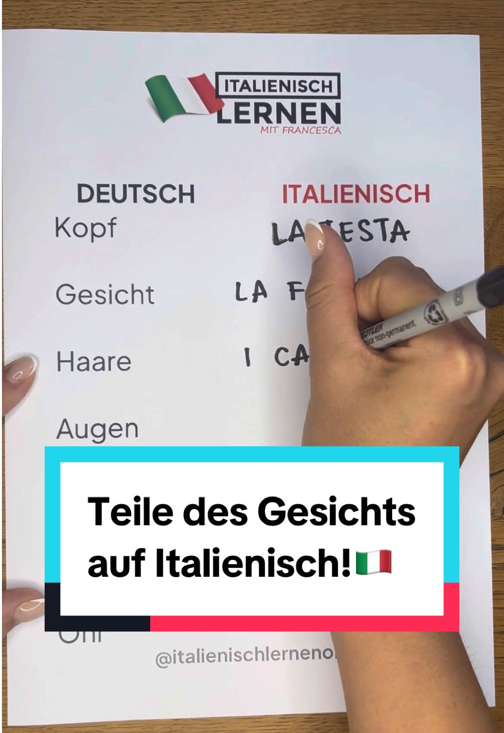 Und wie sagt man „Hand“ auf Italienisch?✋🏻 Schreib es mir in den Kommentaren!⬇️✨ Und lerne mit mir die Teile des Gesischts auf Italienisch!🤩 Die neuen Sprachreisen 2026 sind ENDLICH online! ✈️🇮🇹 Erlebe Italien und sprich Italienisch wie nie zuvor! Buche deine Reise 2026, bevor die besten Plätze weg sind.  👉 Link im Profil #italienisch #italienischlernen  #italienischsprechen  #italienischfüranfänger 