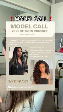 ❗️MODEL CALL❗️I’m looking for 2 girls to slay these 2 tape installations! 200g of tapes are included, you will only need to cover the install cost 🤍 I’m looking for someone who is confident on camera and doesn’t mind taking cute content 🤩 Huddersfield based - Dm me @thetapestudio 🤍🫶🏽 #thetapestudio #huddersfieldextensions #modelcall #hairmodel #fyp 