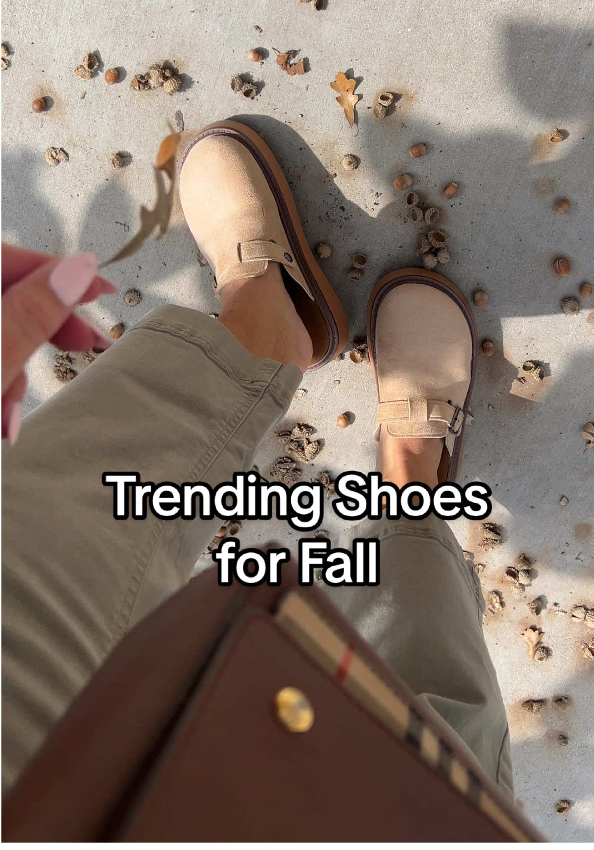 Oddly satisfying…walking on acorns 🍂 So much easier in shoes!  Grab these trending loafer clogs before your size is gone! 