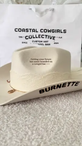 The girls at @Coastal Cowgirls Collective exceeded my expectations with this one! Shout out to Shane for the perfect branding 🐚🌊🦪 #cowgirlfashion #cowgirlhat #bridalera #coastalcowgirl 