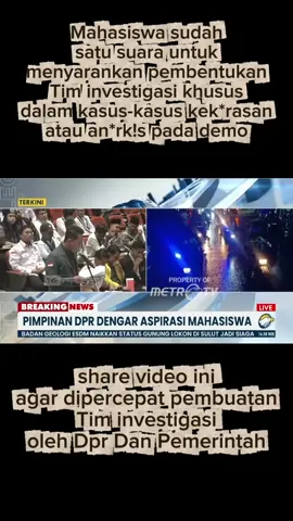 Dialog Mahasiswa bersama DPR, para mahasiswa sepakat untuk menghimbau agar DPR dan Pemerintah membentuk Tim Investigasi Khusus untuk menangani permasalahan demo kemarin #dpr #mahasiswa #prabowo #timinvestigasi #dialog 