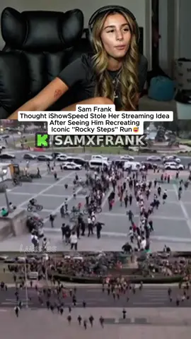 Sam Frank thought iShowSpeed stole her streaming idea after seeing him recreating iconic “Rocky steps”run😅#samfrank #ishowspeedclipz #samfrankclips 