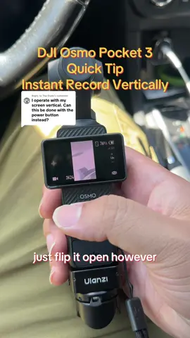 Replying to @The Dude DJI Osmo Pocket 3  Quick Tip Instant Record Vertically #dji #djiosmopocket3 #osmopocket3 #djiosmo #djiglobal 
