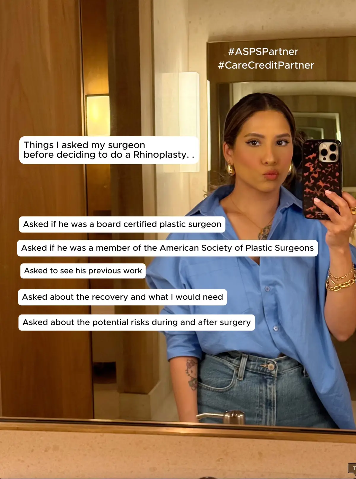 #aspspartner #carecreditpartner The kind of questions I asked my surgeon before deciding to go through or not with my surgery were: How many years has he been performing Rhinoplasties? I asked if I could see more results from previous patients. I also have asthma, so I asked if this surgery would impact that in a negative way. I asked about recovery, post operation prep, and overall, the whole procedure. He gave me detailed answers and made me feel confident in my decision. @carecredit can help you plan out your finances—and you can download the @American Soc Plastic Surgeons free e-book to guide your plastic surgery journey through the link in my bio! #thecareyoudeserve #plasticsurgery 