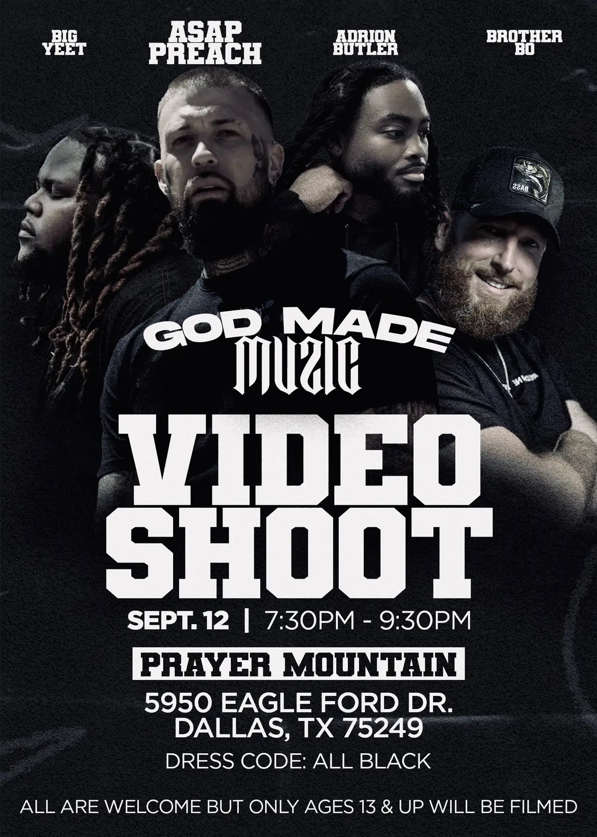 Dallas, Texas next Friday, September 12 was shooting a music video!! And you are invited!! I hope y’all come out!! Dress code is all black!! #fyp #explorepage #dallas #musicvideo