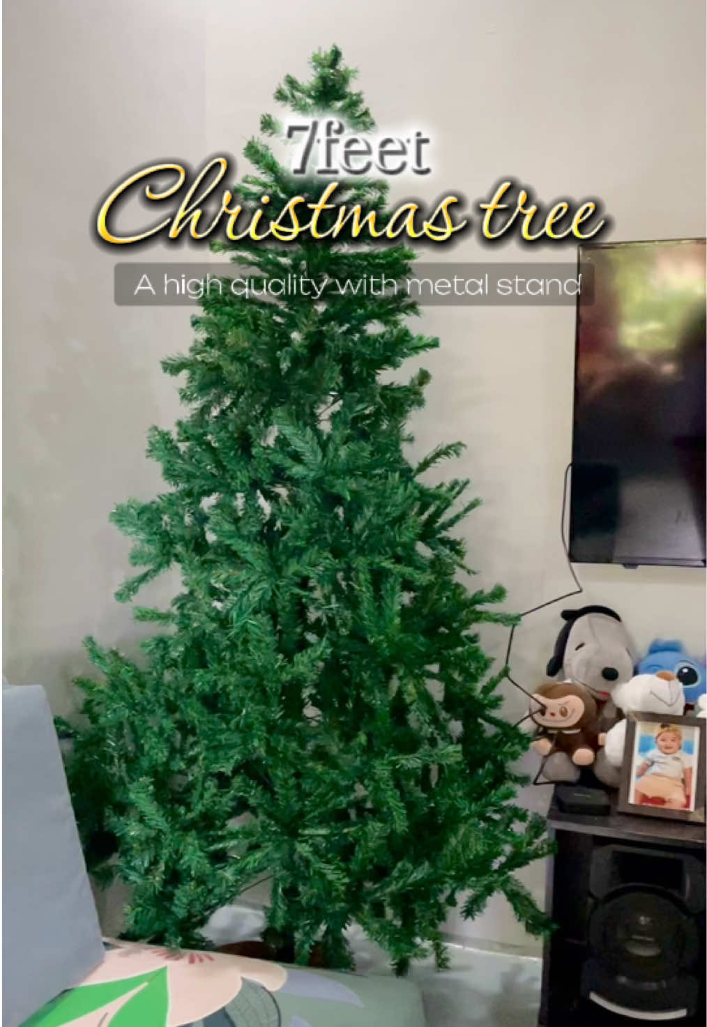 7feet christmas tree with metal stand 💯✨ #christmastree #7feetchristmastree #affordablechristmastree #xmastree 