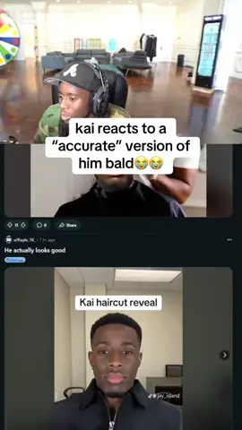 kai reacts to a “accurate” version of him bald😭😭#kaicenat #fyp #viral 