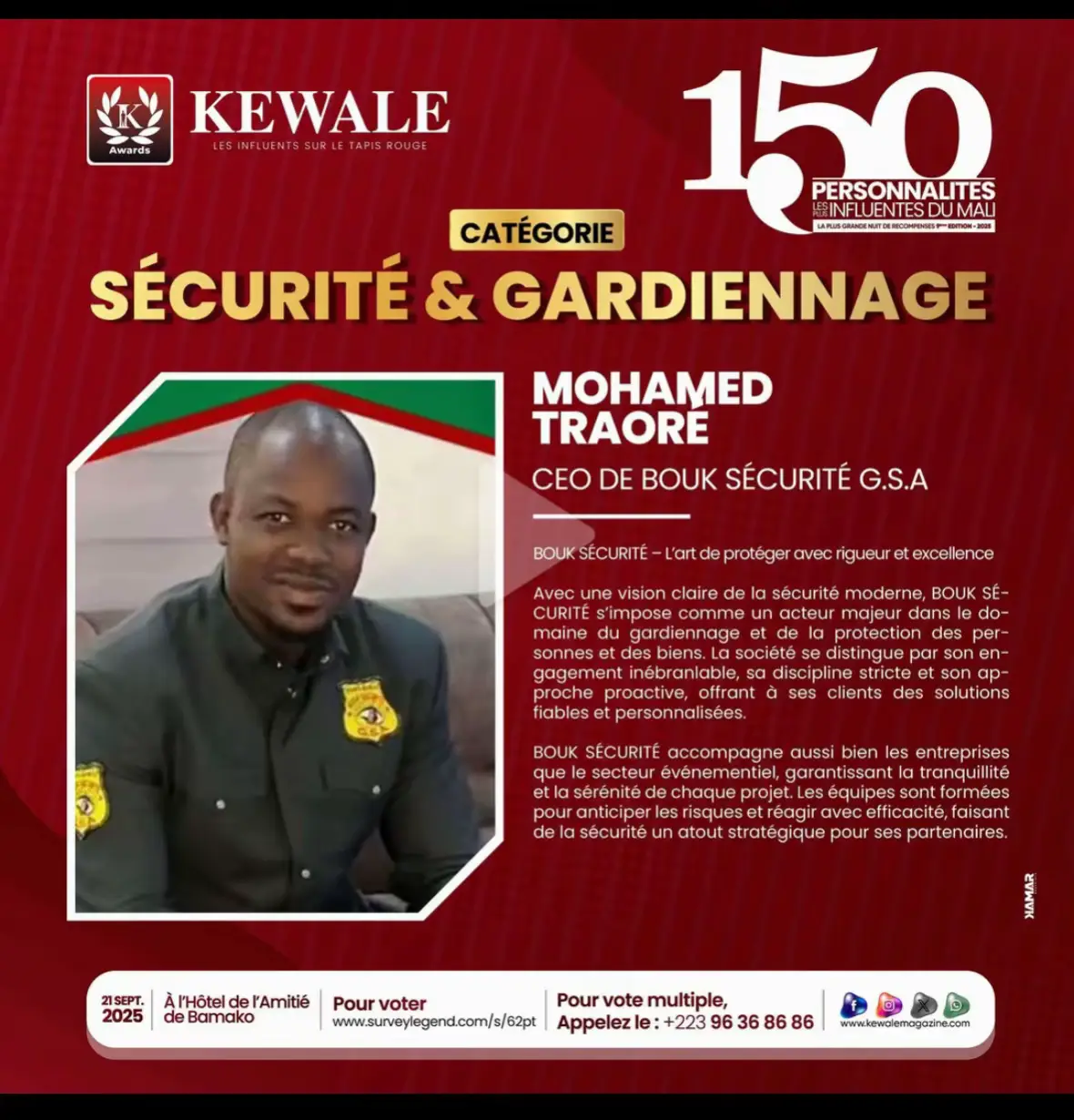 📌 taper sur la barre de recherche : www.surveylegend.com/s/62pt 📌 Descendez un peu en bas de la page 📌 Choisissez la photo de Mohamed Traoré 📌 Cliquez sur Submit #bouksecurite 