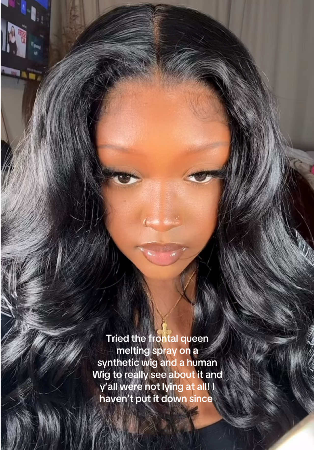 What yall think? #thefrontalqueen #wigtok #meltinglace #syntheticwig #humanhairwig 