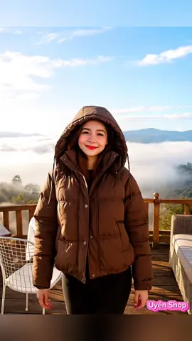 Áo Phao Nữ Da ép có mũ #aophaonu #thoitrangnu #tiktokshop #tiktokviral #tiepthilienket 