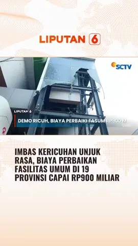 Rangkaian unjuk rasa dan aksi massa yang terjadi sepekan terakhir mengakibatkan sejumlah fasilitas umum rusak. Biaya perbaikan fasilitas umum mencapai sembilan ratus miliar rupiah. #liputan6 #liputan6sctv #newssctv #fypage #trending #fyppage #beritaterbaru #beritatiktok #trend #viral #berita #fypdong #fypシ゚ #fyp