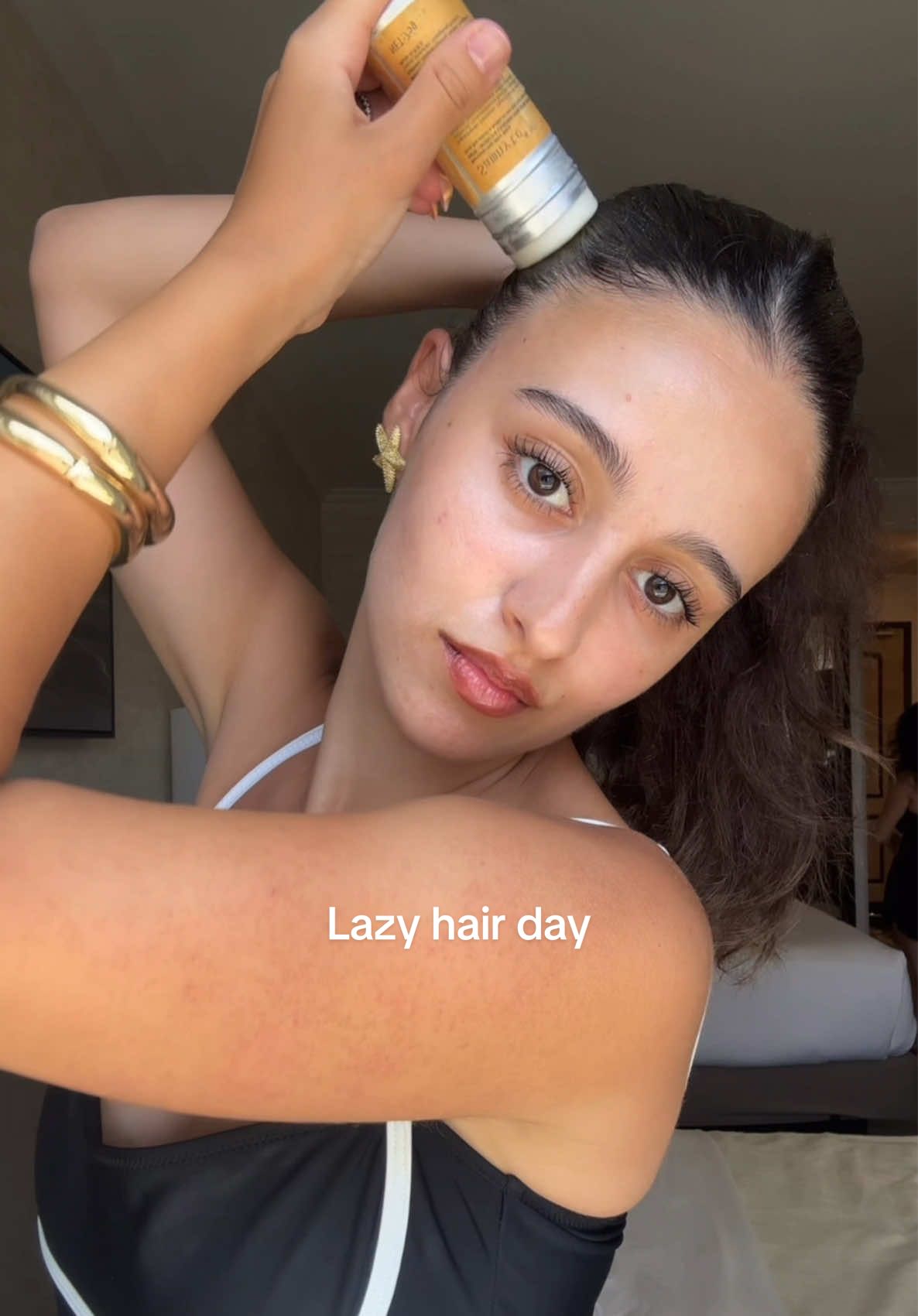 Lazy hair day🤝beach day  #lazyhairstyles #lazyhairday #hairstyle #slickback #slickbackhairstyle 