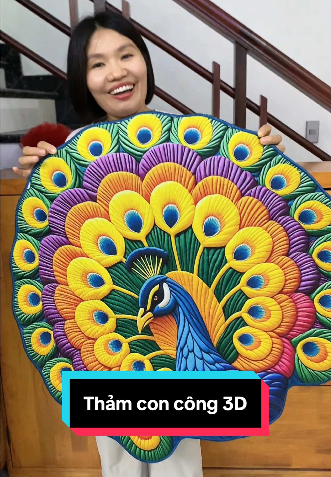 Thảm con công 3D#xuhuong #xuhuongtiktok #thamlauchan #thamconcong3d #shopnhahanh 