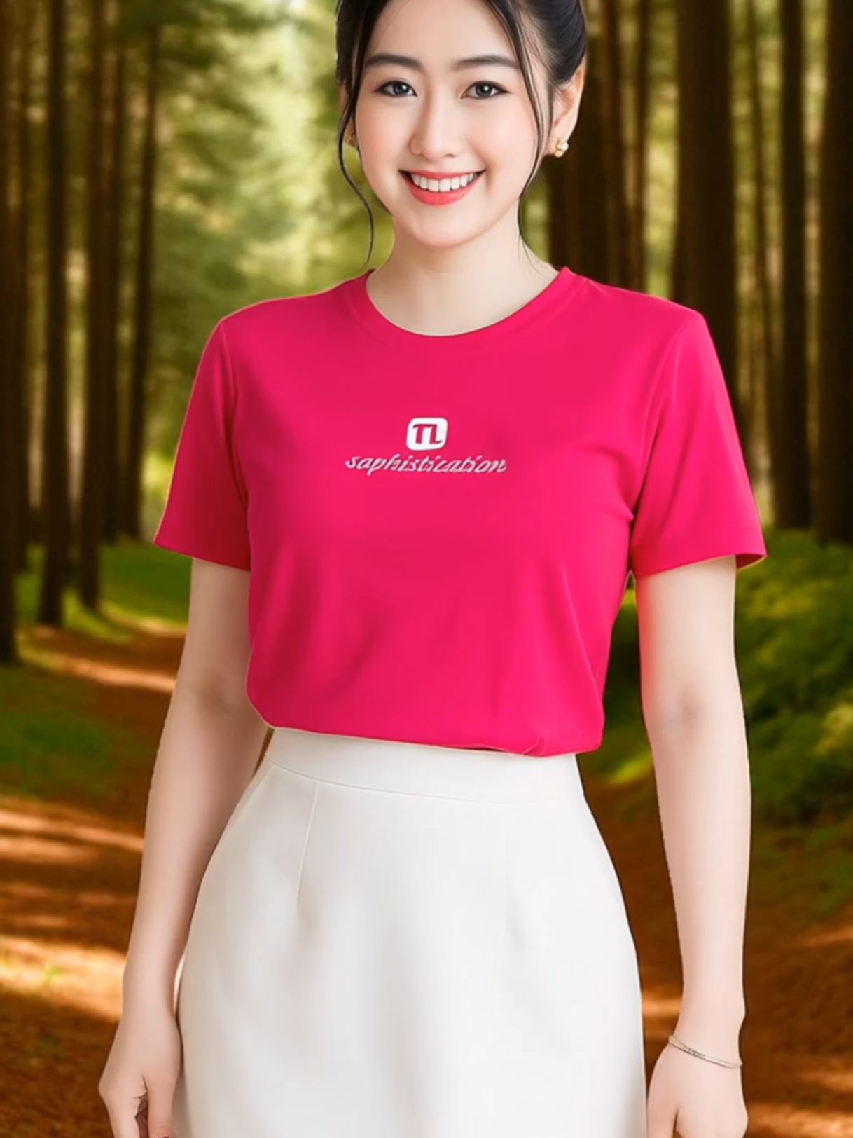 Áo thun nữ cổ tròn TOLI - in chữ TL trước ngực, form vừa dáng, vải cotton 4 chiều mềm mại. #thoitrang #thoitrangnu #aothun #xuhuong #thinhhanh 