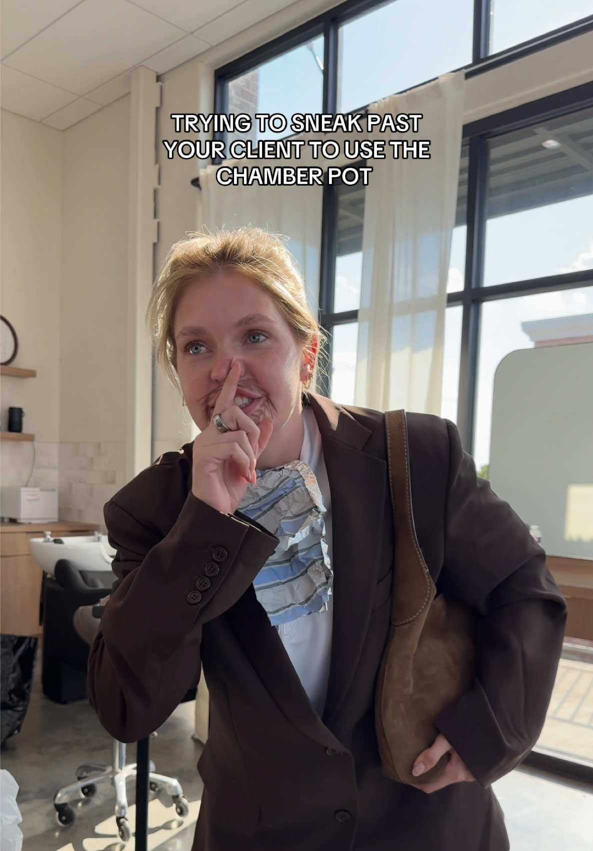 After two coffees deep, I’m gonna need a minute 🫣 #hairstylistsoftiktok #hairtok #hairstylisthumor #hairtransformation 