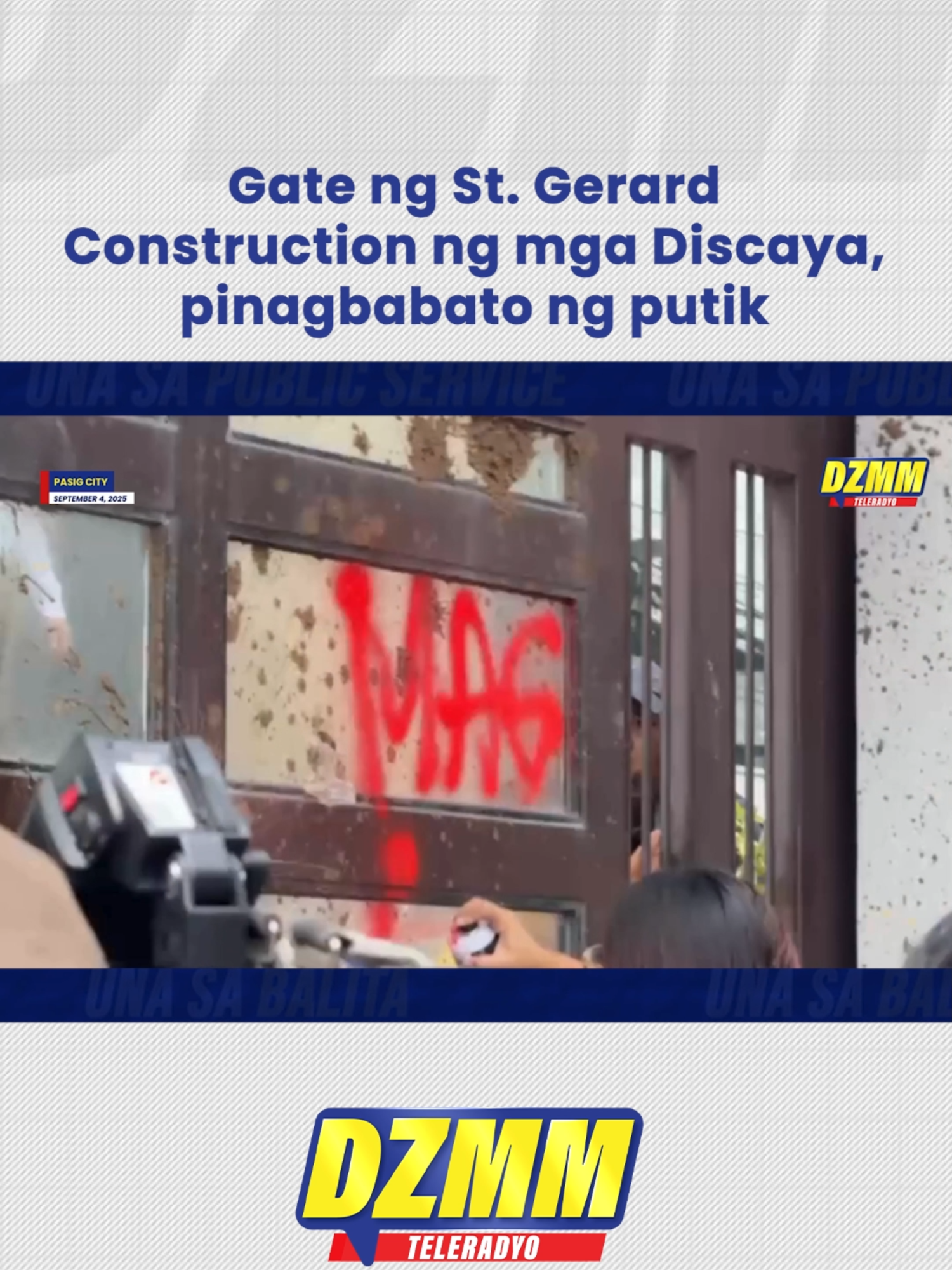 PANOORIN: Binato ng putik ang gate ng St. Gerard Construction company sa Pasig city bilang pagkondena sa korapsyon umanong kinasasangkutan ng pamilya Discaya ngayong Huwebes, Setyembre 4, 2025. | via Zeus Legaspi Maging una sa balita at public service, follow na sa DZMM Teleradyo TikTok account. #DZMM #DZMMTeleradyo #NewsPH #fyp #FloodControlProject