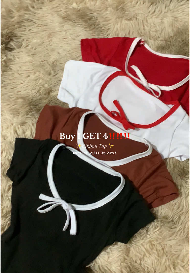 Buy1 GET 4! Fitted Ribbon Top for Women Shop at Yellow Basket  #ribbontop #top #OOTD #fitted #fittedtop #basictop #buy1get4 #buy1get4topsforwomen 